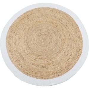 Vloerkleed Jute Rond Naturel/Wit ø120 cm