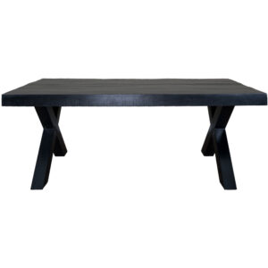 Eettafel Deks 240 cm - X-poot - Zwart Mangohout