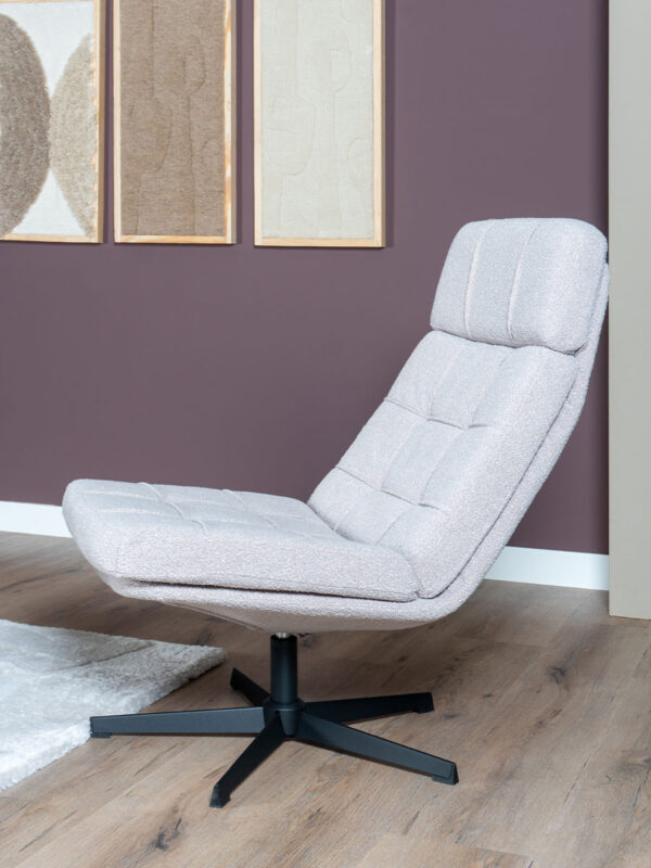 Fauteuil Aiden + Hocker - Bouclé - Naturel