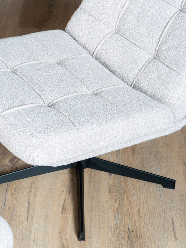 Fauteuil Aiden + Hocker - Bouclé - Naturel