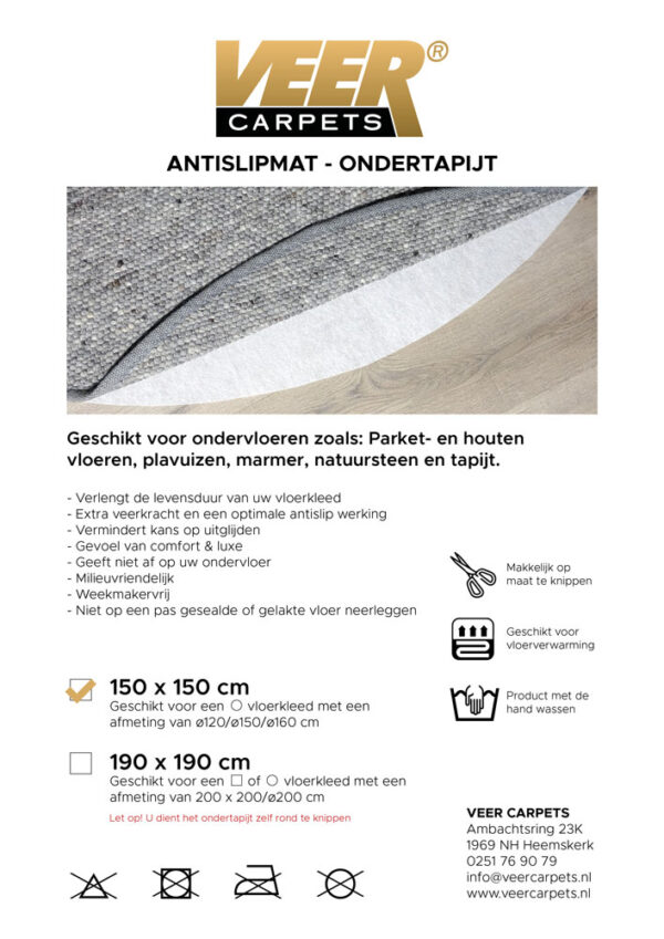 Antislip Ondertapijt 150 x 150 cm