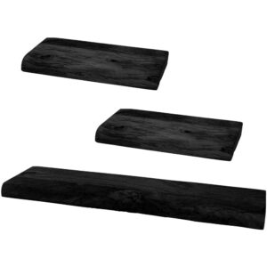 Wandplank Pure Zwart Mangohout - Set van 3 Klein