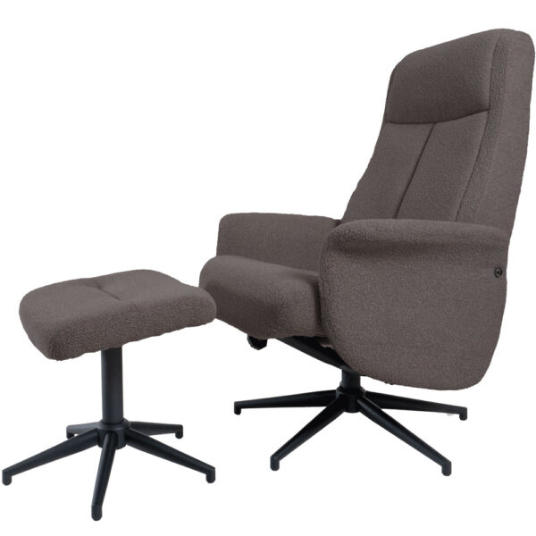 Relaxfauteuil Bindy + Hocker - Bouclé - Brown